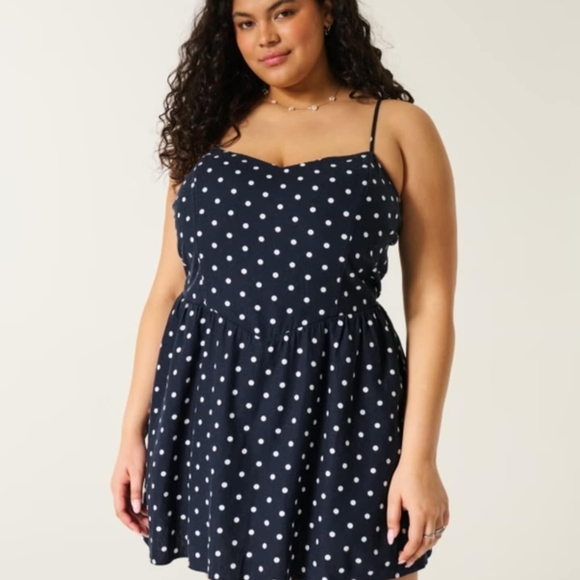 Dresses & Skirts - Hollister Chic Navy Dress with White Polka Dots